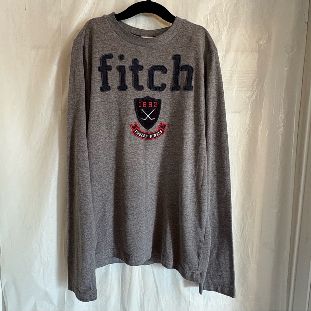 Abercrombie Fitch Kids XL Gray Long‎ Sleeve Tee 1892 Frozen Finals Hockey